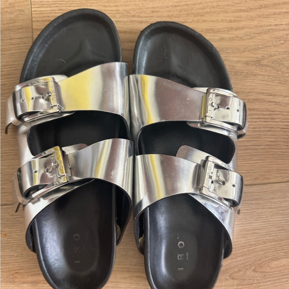 IRO Shiny Silver Buckle Sandals